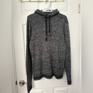 Men's Black and Gray Cowlneck Sweater